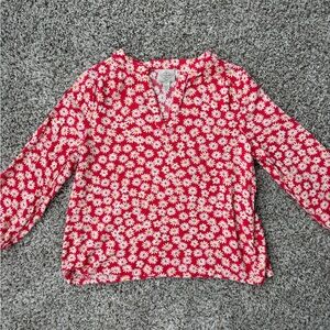 St. John's Bay red floral blouse with 3/4 sleeves